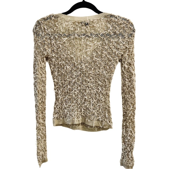 JULIEN MACDONALD ivory and gold ribbon knit cardigan - Picture 2 of 8